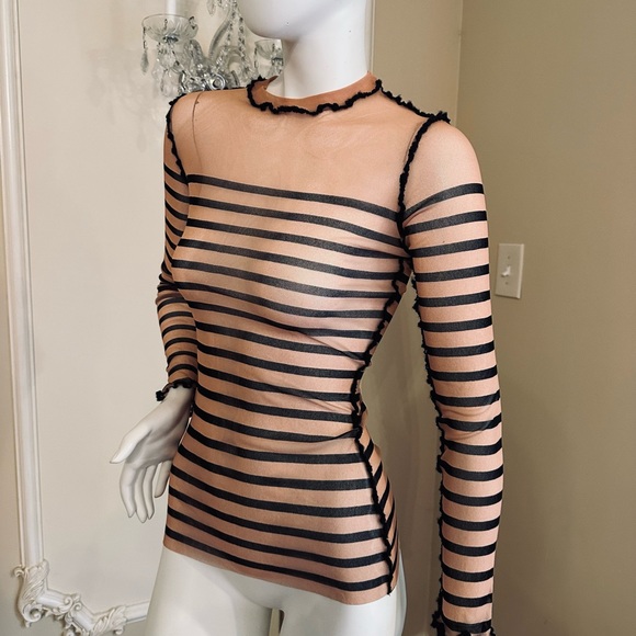 Jean Paul Gaultier striped printed mesh Top SIZE S - Picture 11 of 16